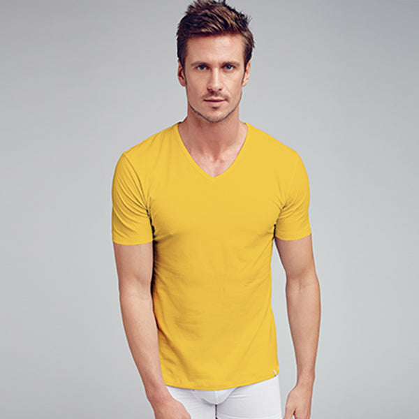 Yellow Color Combed Cotton Shirts For Men